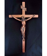 VTG Copper Tone Metal Cross Lovell Mfg Inc Wisconsin Crucifix Self-Sticking - $32.29