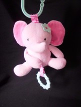 Carter&#39;s Child of Mine Pink Elephant Chime &amp; Chew Plush Rattle Baby Infant Toy - £7.61 GBP