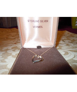 New  Sterling Silver Gold Vermeil Floating Heart Necklace and Chain  - $29.99