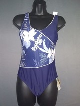 L LOVE Sexy Beauty Womens Blue Floral Lined Swimsuit Size L New - £11.13 GBP