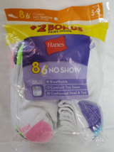 Hanes Women&#39;s No Show Socks 8 Pair Multi Color Breathable Comfort Size 5-9 NEW - £10.49 GBP