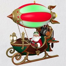 Hallmark 2018 Flight of Fancy Santa Claus in Blimp Sleigh Magic Lights Ornament - £32.13 GBP
