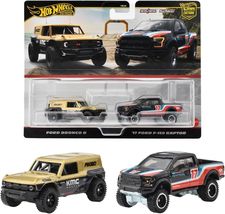 Hot Wheels Premium 2 Pack Ford Bronco R+ '17 Ford F-150 Raptor Car Culture HRR77 image 2