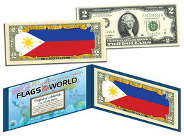 PHILIPPINES - Flags of the World Genuine Legal Tender U.S. $2 Bill Currency - £11.07 GBP