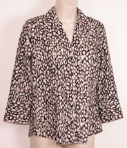 Alfani Womens V-Neck Shirt sz 6 Animal Print Button Front Stretch Leopar... - £12.72 GBP