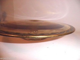 Amber Depression Glass Footed Cake Serving Plate Gold Trim - £29.45 GBP