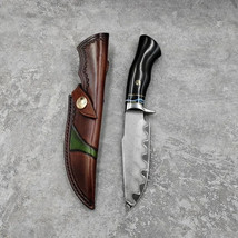 Handmade Damascus Steel Survival Bowie Knife Hunting Fixed Blade With Sheath - £123.04 GBP