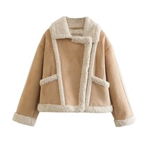 Winter Lamb Double Sided Leather Jacket Women 2022 Elegant Lapel Zipper Outwear  - £58.70 GBP