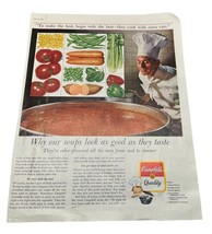 Campbells Quality Soup Vintage Print Ad 1961 Cooking Vegetables Color Pl... - £12.46 GBP