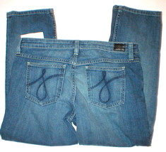 Blue NWT Womens $168 Juicy Couture Crop Jeans 29 32 x 24 New Logo Pockets  - $120.00