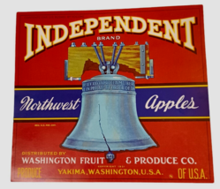Vtg Independent Brand Northwest Apples Fruit Crate Label Yakima WA Red - £3.09 GBP