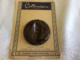 Vintage Art Deco Celluloid Carved large button 1.75 on card Costumemaker... - $54.45