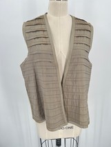 Hulda Bridgeman Art to Wear Pleated Vest Sz S Golden Brown Lagenlook Ava... - £38.27 GBP