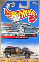 1998 Hot Wheels #747 Tech Tones Series 3/4 SPEED MACHINE Black w/Chrome SB Spoke - $7.00