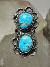 Turquoise ring size 6 long Navajo southwest sterling silver women - £101.06 GBP