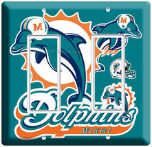 An item in the Art category: MIAMI DOLPHINS NFL FOOTBALL TEAM LOGO DOUBLE GFI LIGHT SWITCH WALL PLATE COVER !
