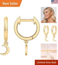 Hypoallergenic 14K Gold Vermeil Dangle Earrings with Cubic Zirconia Accents - $45.00