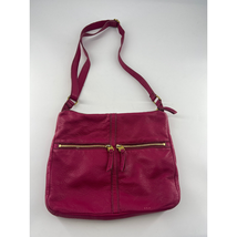 Vintage Fossil Pink Magenta Leather Purse Zipper Handbag Crossbody Pockets - $30.65