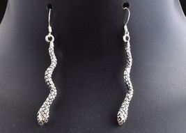 925 Sterling Solid Silver Strat Snake Shape Women Drop Dangle Earrings - £46.29 GBP+