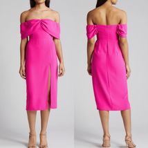 Amanda Uprichard Darien Off the Shoulder Cocktail Dress, Hot Pink, Large... - $167.37