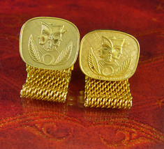 UNUSUAL Cleopatra Cuff links Cigar advertising Cufflinks Vintage gold Mesh Wrap  - £115.90 GBP