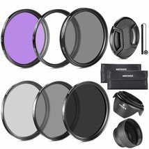 Neewer 52mm Lens Filter Kit: Uv, Cpl, Fld, ND2, ND4, ND8, Lens Hood And Lens Cap - $48.99