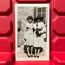 Two Women Dressed For Church 2 5/8 x 4 1/2 Photograph Pre Owned Vintage 1950s - $8.99