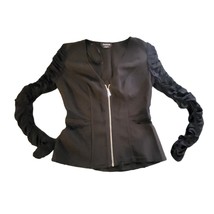 Bebe xs black zip up scrunched long sleeve jacket - £10.31 GBP