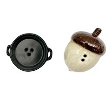 Salt and Pepper Shakers 2.5 inch Acorn and Black Pot NWT - £7.91 GBP