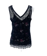 Womens Black Floral Camisole Lace Tank Top V-Neck White House Black Mark... - $24.18