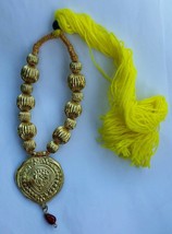 Punjabi folk cultural bhangra gidha kaintha pendant yellow thread necklace m18 - £13.62 GBP