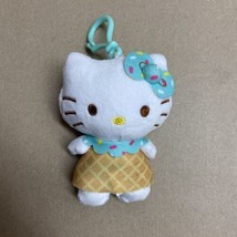 Sanrio Hello Kitty Ice Cream Cone Clip Plush 4 inch Very Clean - £5.14 GBP