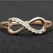 Genuine .10ctw H-SI Diamond 14K Rose Gold 925 Sterling Silver Ring Size 7 - $84.15