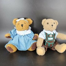 Sunkid Bears Pair Girl Has Tag Boy Does Not Vintage Plush  - $8.84
