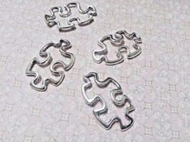 10 Puzzle Piece Charms Pendant Connectors Antiqued Silver Autism Awareness - £3.08 GBP