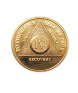 4 Year Alcoholics Anonymous AA 24k Gold Plated Medallion Chip Sobriety Coin - £13.06 GBP
