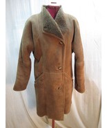 C182 Vintage Ladies Genuine Shearling lined Suede Leather Coat  Size 10 ... - £38.44 GBP