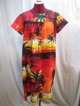 HH74 Vintage Sweethearts Hawaiian Sunset Scene MuuMuu Lightweight Dress Size 12 - £15.62 GBP