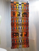 e42C Carribbean St Thomas Island Handwoven Wool Wall Hanging Souvenir 38”x14” - £14.80 GBP