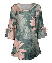 $90 Lily Floral Scoop-Neck Three-Quarter Sleeve Tunic Size L/12-14 NWOT - £19.32 GBP