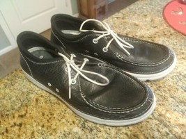 CROCS Cove Boat Shoes Loafers Size 10 Black Lace Up 11488 - $44.55