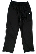 Adidas Mens 100% Nylon Track Pants L Black Fully Lined 3-Stripe Ankle-Zip AWV002 - £14.80 GBP