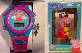 Peppa Pig Kids Light Up Watch And Peppa Ornament ~ New - Great Holiday Gift Set! - £39.57 GBP
