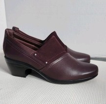 Clarks Emily Step Loafer Pumps Burgundy Leather Comfort Shoes Women&#39;s Sz... - $464.31 MXN
