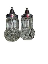 Vintage Glass Diamond Point Crystal Salt &amp; Pepper Shaker Set - $3.13