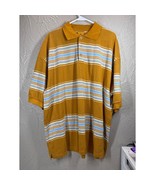 Brooklyn Xpress Men&#39;s Gold Multi Striped Short Sleeve Polo Shirt Size XX... - $650.93 MXN