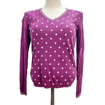 Tommy Hilfiger Pullover Sweater Small Plum White Polka Dot Long Sleeves - £18.68 GBP