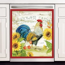 Country Rooster and Sunflowers Farmhouse Dishwasher Cover Magnet Kitchen Decor - £21.81 GBP