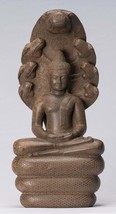 Antique Angkor Wat Style Khmer Stone Seated Naga Meditation Buddha - 56cm/22&quot; - £4,551.48 GBP