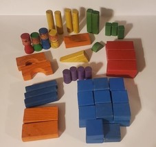 Vintage Playskool Multi Colored Assorted Wood Blocks Lot of 54 - £22.67 GBP